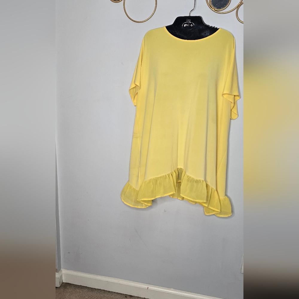 Sunny Yellow Women's Tunic with Ruffle Hem